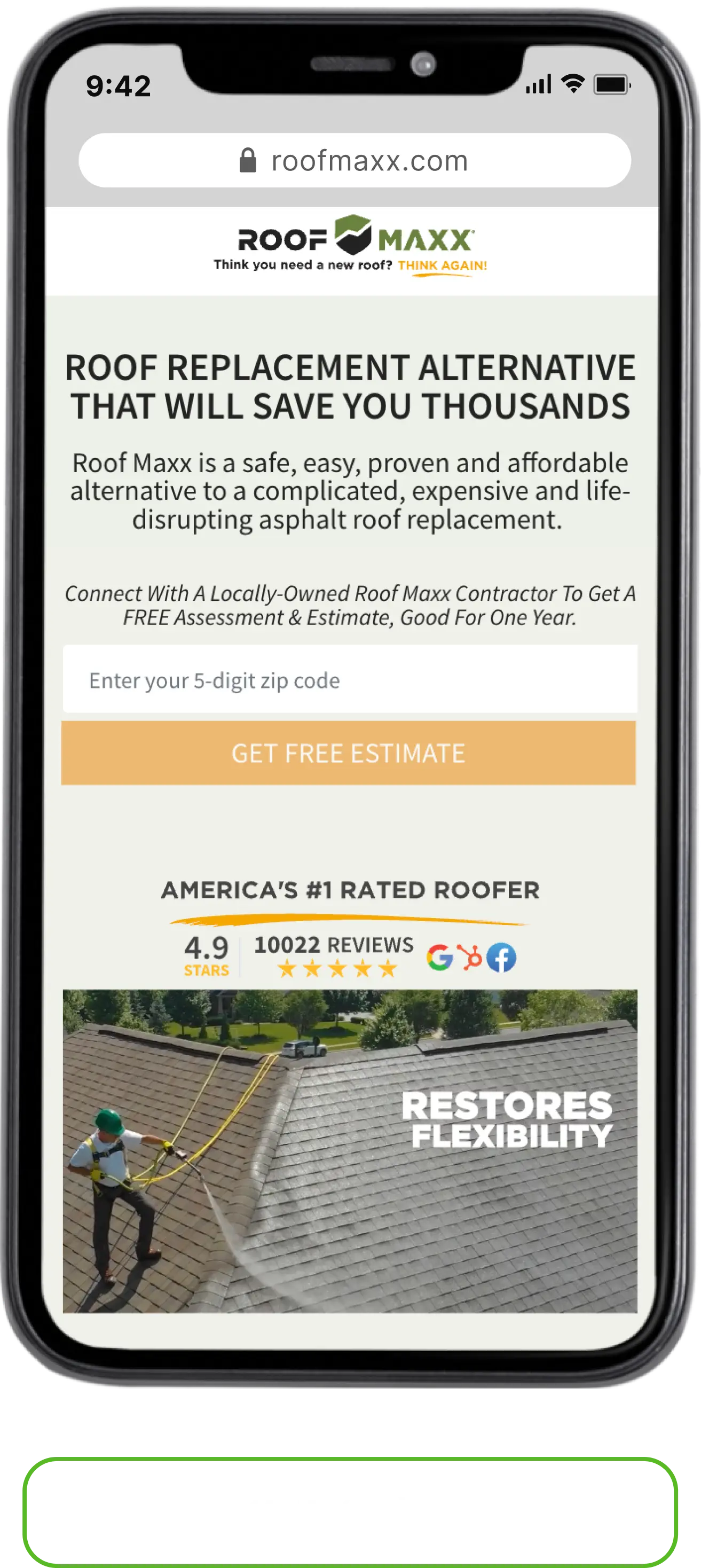 Roof Maxx Landing Page — 8.7% CVR