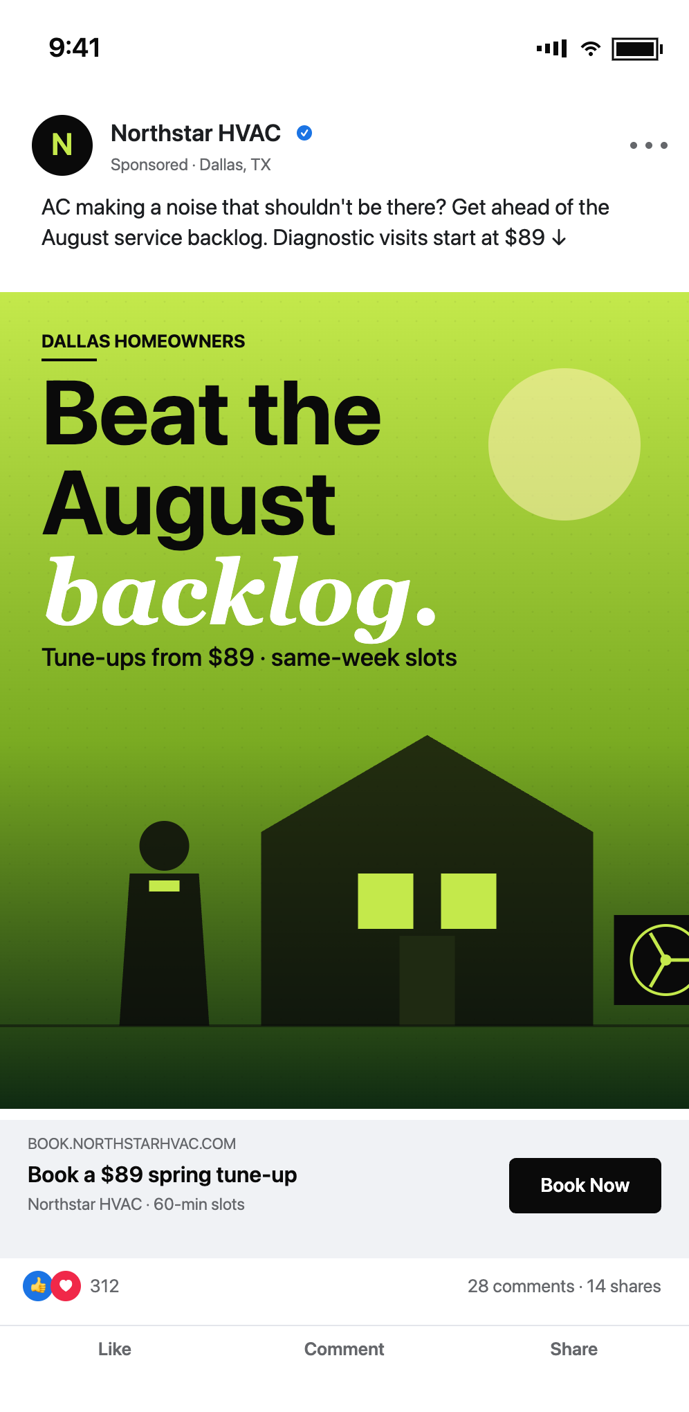 Repair-first home-services Meta ad creative